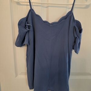 Monteau Blue Scallop-Edge Blouse